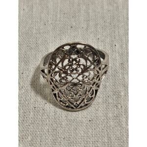 925 Sterling Silver Vintage Swirl Elongated Ring Size 6.5 - Signed "Gg"